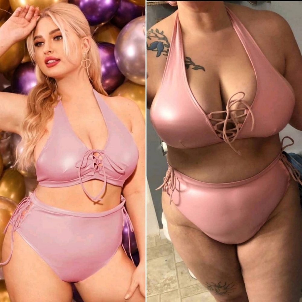Leia Leatherette Pink Lingerie Plus Size